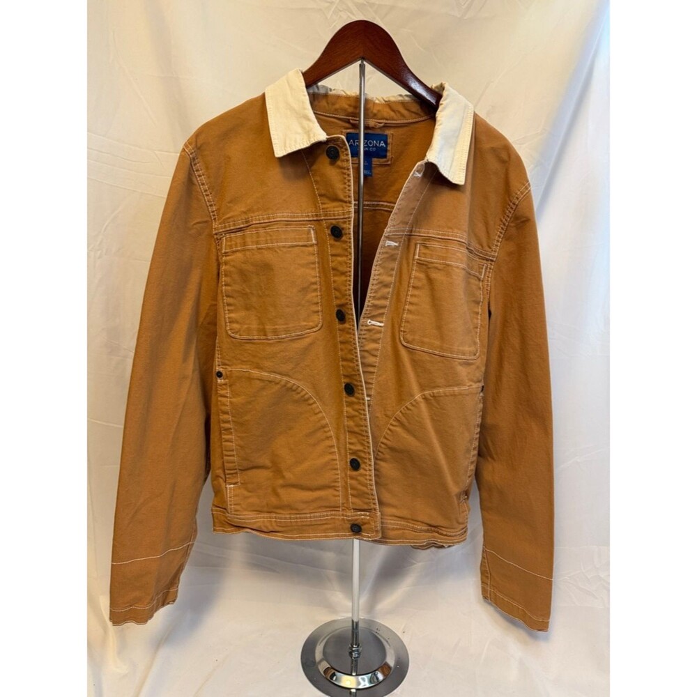Arizona Jean Company Men's Brown Field Jacket - Cream Corduroy Collar - Large